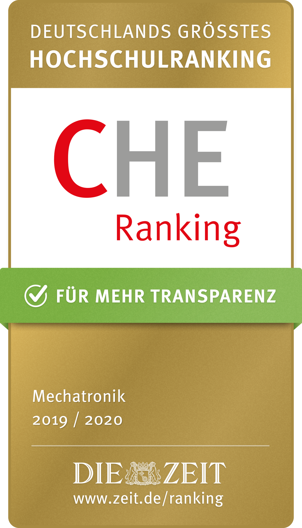 CHE Ranking 2019 - Mechatronik: Hervorragende Betreuung 