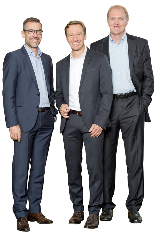 Dipl.-Ing. Dirk Heining, Dr. Axel Pfrommer und Dipl.-Kfm. Frank Nauheimer, Geschäftsführung ADMEDES GmbH